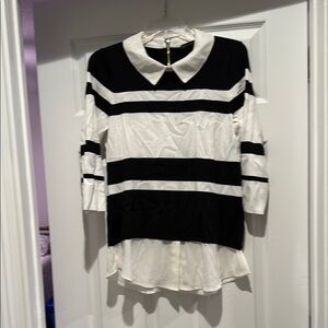 Black and White Striped Women's Top